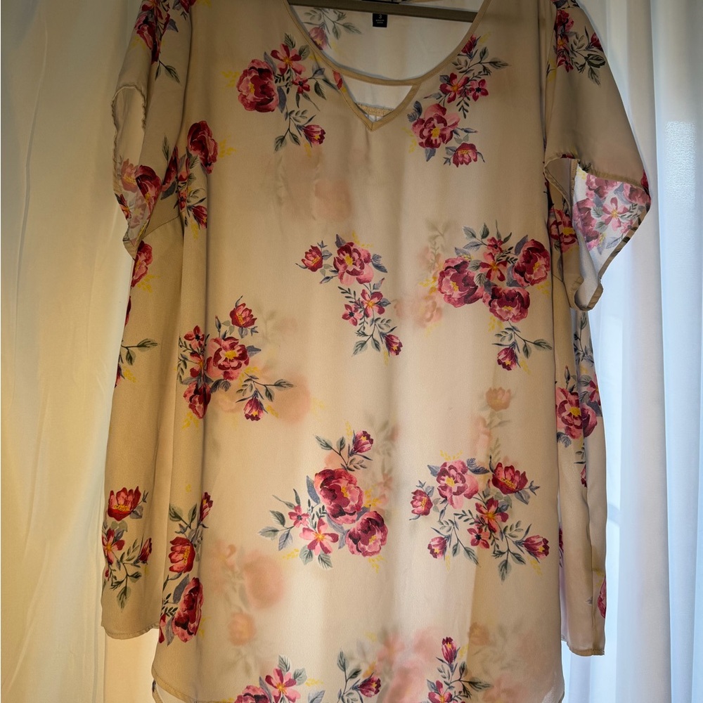 Torrid Cream Floral Blouse